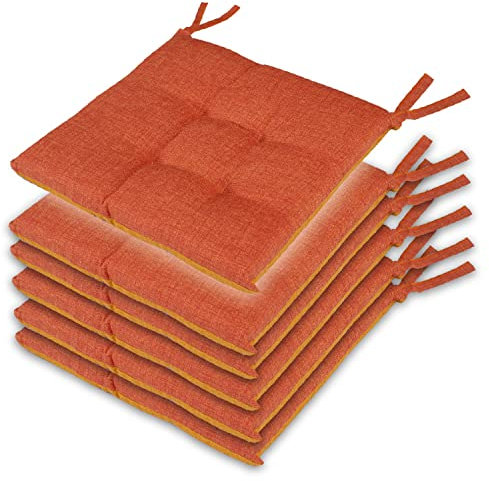 Leonardo Home - set 6 cuscini sedia da cucina double face , cuscino 4 punti con lacci imbottito - cuscini coprisedia da cucina - 100% Made in Italy