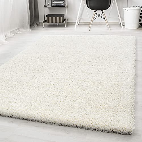 Carpetsale24 Teppich Wohnzimmer Shaggy Flokati Einfarbig Design 200 x 290 cm Creme - Hochflor Teppich Schlafzimmer Pflegeleicht Super Weich - Flauschiger Teppich Langflor 50 mm Florhöhe Rechteckig