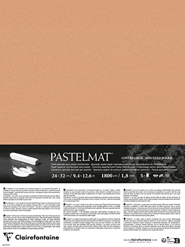 Clairefontaine 796012C - Laminated Pastelmat Paper - 5 Laminated Sheets Special Card for Dry Pastels - 24 x 32 cm 360g 1.8 mm - Sienna - Made in France
