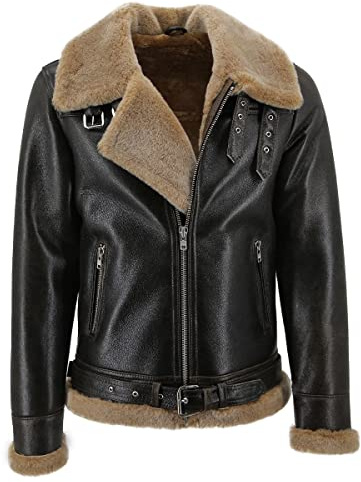 Hollert Herren Lammfelljacke JAMES WALNUSS/CAPPUCCINO Winterjacke Felljacke Bomberjacke Fliegerjacke Merino Schaffell warm