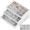 Scatola Portagioie con 3 Cassetti in Acrilico e Velluto - Organizzatore per Anelli, Orecchini, Collane, Braccialetti - Cassettiera Porta Gioielli con Fodera Morbida - Regalo per Donne - Grigio