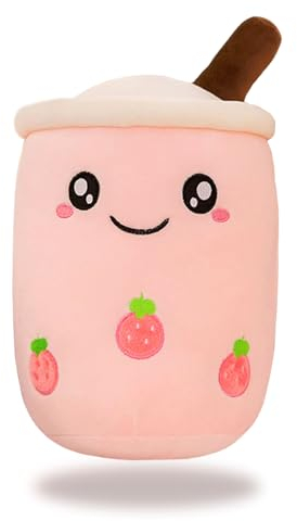 Bubble Tea Kuscheltier, Bubble Tea Plüschtier, 24CM Rosa Boba Plüschtier, Kawaii Plush, Bubbletea süße Kuscheltiere, Boba Stofftier, Plüschpuppen Weiche Kuscheltier, Spielzeug, für Hausdekorati