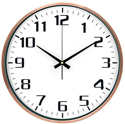 SAZDFY Silencioso No-Tic-TAC Batería Funcionado Redondo Metal Cuarzo Reloj De Pared para Cocina Dormitorio Hogar Oficina Living Cuarto Pared Decoración-Oro Rosa 40x40cm(16x16inch)