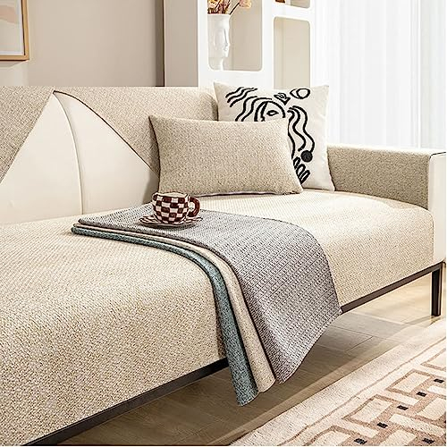 HGTRH Sofa üBerzug Ecksofa 4 und 3 Sitzer, Couch üBerzug L Form, rutschfest rutschfest Baumwolle und Leinen SofaüBerwüRfe Hautfreundlich Langlebig Sofaschoner Kratzschutz Sofa Schutzdecke