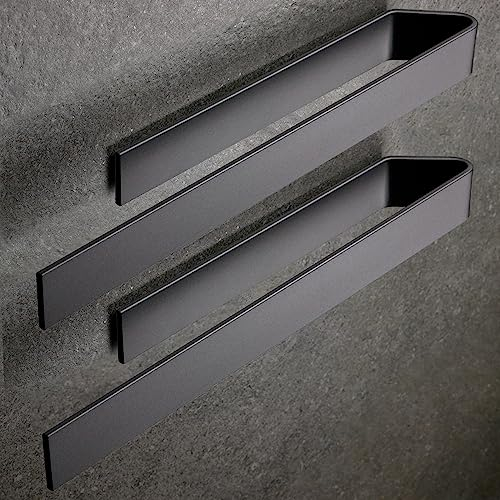 Design Amburgo Porta asciugamano adesivo | Porta Asciugamani Cucina e Bagno | Designo modern | 40 cm | Nero satinato confezione doppia