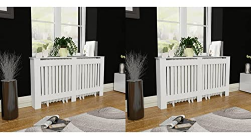 ZEYUAN Heizkörperabdeckung 2 STK. Weiß MDF 152 cm, Heizung Verkleidung, Radiator Cover, Heizungsabdeckung, Verkleidung Heizkörper