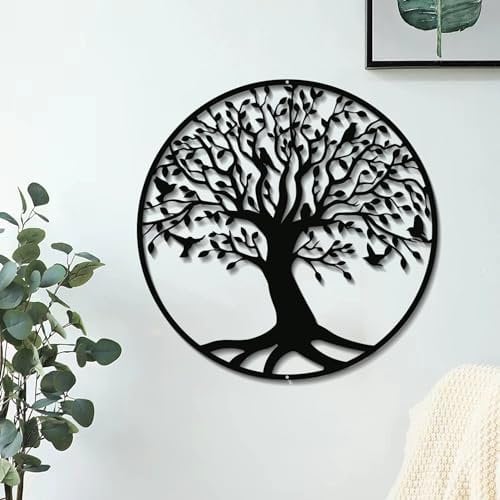 DUOOLN Baum des Lebens Wandkunst Großer Lebensbaum aus Metall als Wanddekoration, Familienbaum Wandtafel Für Bad Küche Wohnzimmer Schlafzimmer und außen, 32x32 cm