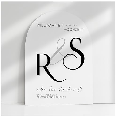 Willkommensschild Acrylglas | 5mm stark | Weiß Matt personalisiert - Made in Germany - Welcome Willkommen Schild für Hochzeit (45x30cm)