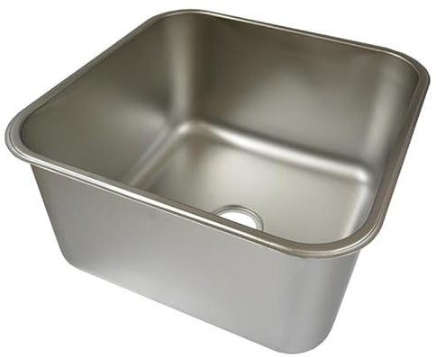 Edelstahl Spülbecken 490 x 490 x 300 mm - 60 Liter Fassungsvermögen - Abfluss mittig Ø 85 mm - 20 mm Auflagekante - Einbauspüle, Küchenspüle, Edelstahlspüle, Waschbecken