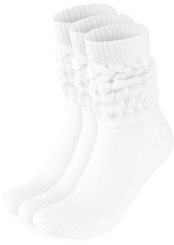 BRUBAKER 3 Paar Slouch Socken - Damen Schoppersocken für Sport und Freizeit | Lässige Retro-Socken für Frauen - Scrunch Knit Baumwollsocken