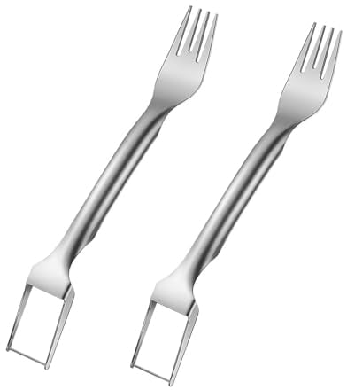 DYTHHN 2Pcs Silver Stainless Steel Watermelon Fork Slicer, 25cm/9.84inch, 2-in-1 Fruit Fork Slicer for Kitchen Gadget Parties