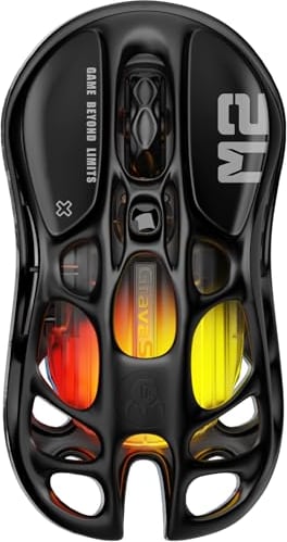 GravaStar Mercury M2 Gaming Maus Kabellos, 79 g Ultraleicht, 26.000 DPI, PAW3395 Sensor, 5 RGB-Modi, 5 programmierbare Tasten, Tri-Mode (2,4 GHz/Bluetooth/Kabel), für PC/Mac – Schwarz