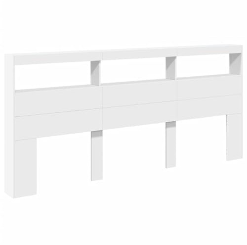 vidaXL LED-Kopfteil mit Ablagen Weiß 220x17x102 cm