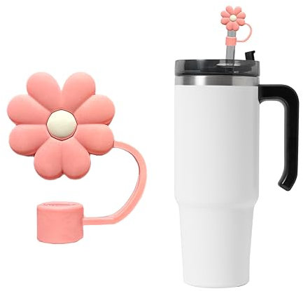 Stanley Trinkhalm-Abdeckungen für 10 mm Trinkhalme von Stanley Tumbler. Niedliche, staubdichte Stanley-Strohabdeckung. Perfekter Teil des Stanley-Becher-Zubehörs (1, Rosa Blume)