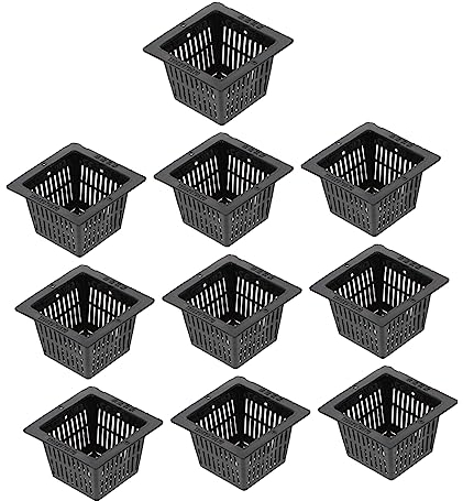 INOOMP 10st Hydroponischer Gemüsetopf Eimerkorb Mesh-baumwolltopf Grüne Pflanzen Orchideen Töpfe Hydrokultur-farmbecher Aquaponik Pflanzgefäße Zimmerpflanzentöpfe Netztöpfe Wurzel Quadrat