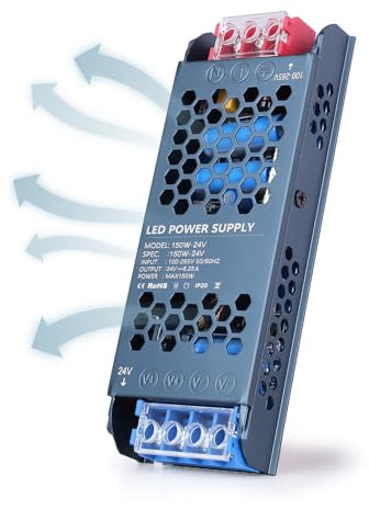 YOODI 24V Netzteil, 150W Trafo 230V auf 12V LED, LED Trafo Schnelle Wärmeableitung, LED Treiber Schaltnetzteil 6.25A, Konstantspannung Niedervolttrafo für LED Lampen