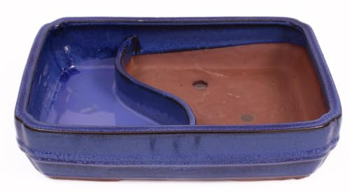 generisch Bonsai - Schale, Wasserschale, eckig 32 x 24 x 8 cm blau 51356