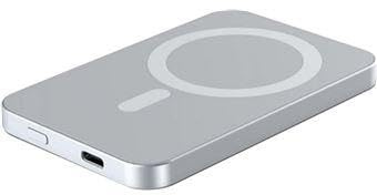 Power Bank MagSafe 5000mAh Mini Magnet USB C 15W Argent