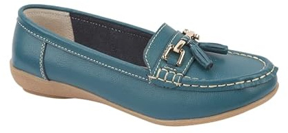 Jo & Joe Women Leather Flat Loafer Ladies Casual Comfy Slider Low Wedge Heel Work Shoes Jasper Green Size 6