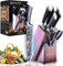 Juego de cuchillos ChefHoablorn, juego de cuchillos de cocina de 7 piezas con taco Juego de cuchillos profesionales de acero inoxidable para la cocina Juego de cuchillos Damasco con afilador de cuchi