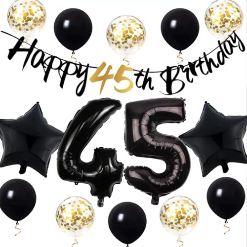 Luftballon 44. Geburtstag Mann Frau, Geburtstagsdeko 44 Jahre Frauen Männer, Deko 44. Geburtstag Mann Luftballons Schwarz Gold Girlande Happy 44th Birthday Deko, Ballon 44 Geburtstag Mann Frau