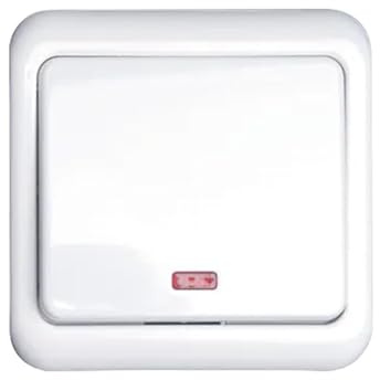 Interruptor unipolar blanco de 1 vía y 1 llave, ideal para controlar la iluminación en espacios domésticos y comerciales.
