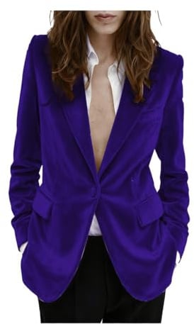Blazer da donna in velluto, slim fit, con un bottone, caldo blazer per inverno, matrimonio, ballo di fine anno