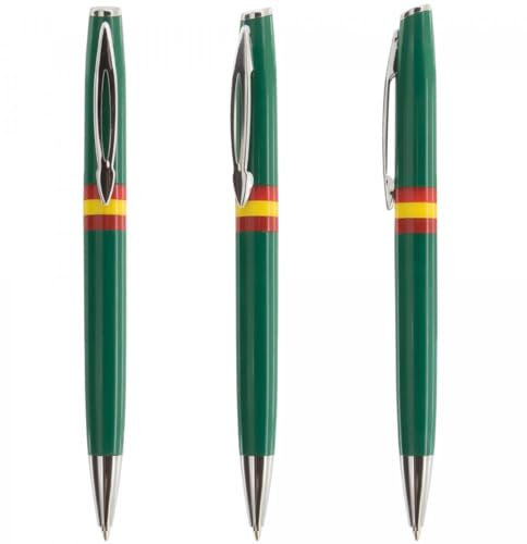 ROMA RETAIL 10 Bolígrafos (5 verdes y 5 blancos) con la bandera de España. Tinta azul