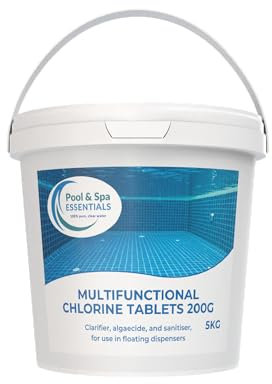 Multi-functional Chlorine tablets 200g | 5KG | Swimming Pools | 4-in-1 Sanitiser, Algaecide, Stabiliser, Clarifier