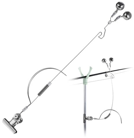Fischerei-Alarmklingel aus Edelstahl, Clip Angelrute mit Ring mit zwei Glocken, Bissanzeige, Angelrute, Doppelklingel für Fische
