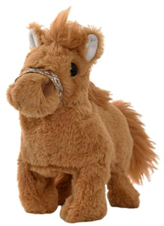 ISAKEN Plüschtier Spielzeug Pferd der Läuft und Bellt, Interaktives Elektronisches Haustier, Realistische Plüschtier Pferd, Plüschtier Interaktives Pony für Kinder Mädchen Junge
