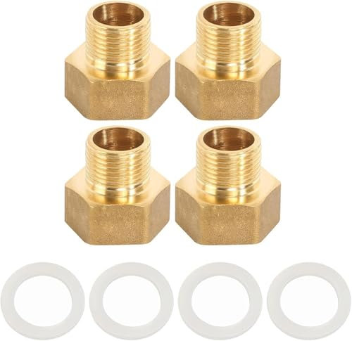 ZWWOGE 4 Pezzi Riduttore in acciaio inox, raccordo filettato IG x AG (1/2 x 3/8),Con 4 distanziali ad anello in gomma