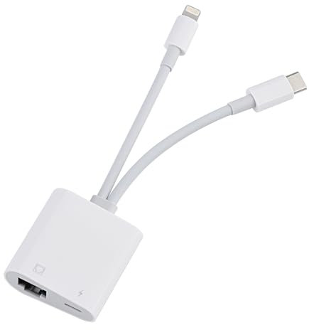Lightning and USB C to Ethernet Adapter,2 in 1 RJ45 Ethernet LAN Network Adapter with Charge Port Compatible with iPhone/iPad/iPod/Samsung and More,Supports 100Mbps Plug and Play