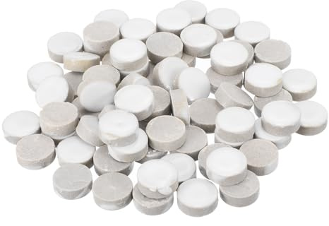 QUARKZMAN 200g Piastrelle Mosaico Ceramica per Artigianato, Piastrelle Ceramiche Bianche rotondo per Kit Mosaico Pietre Passo Giardino Sottobicchiere
