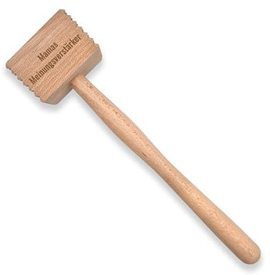 nox light personalisierbarer Fleischklopfer aus Buchenholz, 5 x 5 x 8 cm, 32 cm lang, FSC-Zertifiziert Geeignet als Geschenk, Spaßartikel, Spaßgeschenk