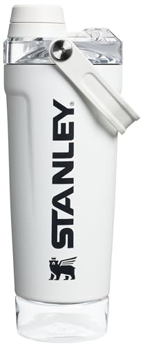 Stanley Activate Shaker Bottle 20 oz | Leakproof Insulated Stainless Steel Shaker Cup | Base Storage and Twist On Fast Flow Lid | Protein Shakes and Pre Workout Powder | BPA-Free | Chalk