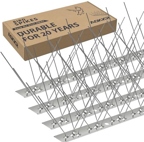 AOKKR Bird Spikes Stainless Steel 4 Packs Humane Pigeon & Seagull Deterrent for Roofs, Fences & Windowsills Weather-Resistant Anti-Bird Repellent Kit 1 Meter