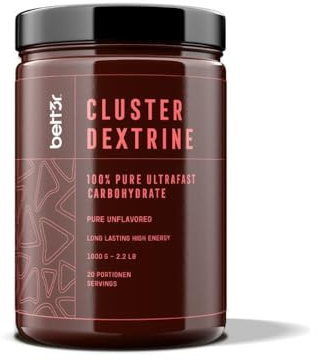 bett3r Cluster Dextrin Pulver 1kg – HBCD Highly Branched Cyclic Dextrin – Kohlenhydrate Pulver Intra Workout – Pre Post Workout Carbs – Vegan, Geschmacksneutral, Made in Germany