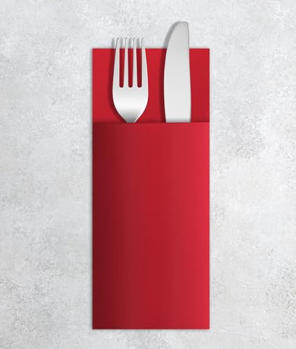 VelaHub Airlaid 50 Besteckservietten, Hochwertige, Einwegserviette, 39X40 cm, Rot