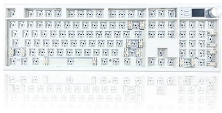 ZUOYA GMK104 Full Size Mechanical Keyboard Kit with Screen&Knob,VIA Programmable HotSwap Wireless BT5.0/2.4G/Type-C Gasket Mounted PCB Custom Barebones DIY Kit RGB Gaming Keyboard (White-GMK104)