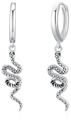 ZIPPICE Schlange Creolen Ohrringe 925 Sterling Silber Schlangen Ohrringe für Damen Snake Earrings Halloween Gothic Schmuck Geschenke für Damen Frauen Mädchen