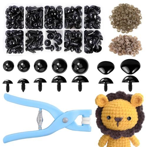 Sicherheitsaugen für Häkeltiere, 281 Teiliges Set Amigurumi Safety Eyes | Sicherheitsaugen, Augen Für Häkeltiere, 2 Nasenarten, Puppenspielzeug Handwerk