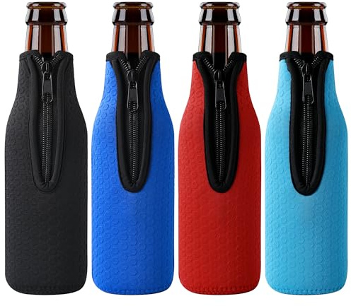 Xumbtvs 4 Pcs Beer Bottle sleeves, Non-slip Neoprene Insulated Beer Holder Cooler Cover for 12oz 330ml Bottle (Colorful1)