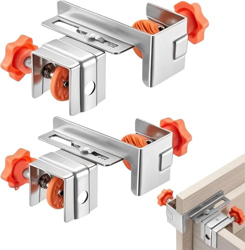 Candeon Drawer Fixing Clamp, 2 Pack Drawer Panel Fixing Clamp Stainless Steel Drawer Front Installation Clamps Drawer Face Clamp Cabinet Installation Tools