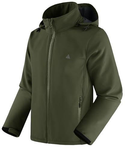 SwissWell Softshelljacke Herren Wasserdichte Winddichte Übergangsjacke Atmungsaktive Funktionsjacke mit Kapuze Outdoor Jacke Herbst Winter Windbreaker für Wandern Fahrrad Camping
