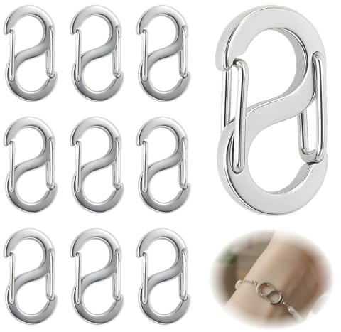 10PCS Mini Karabiner,Armbander Verschluss,Kettenverschluss Edelstahl,Armband-Verbinder,Halsketten-Armbandverkürzer,für Taschen,Halsketten,Armbänder,Schlüsselanhänger,Reißverschluss (Silbrig)