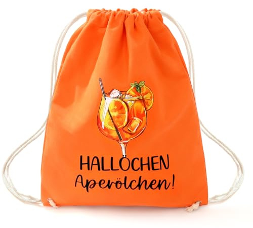 Meleager Turnbeutel Damen, Aperol Tasche - Aperol Spritz Geschenk/Accessoires, Orange Karnevals-Turnbeutel, Schwimmbeutel mit Kordelzug
