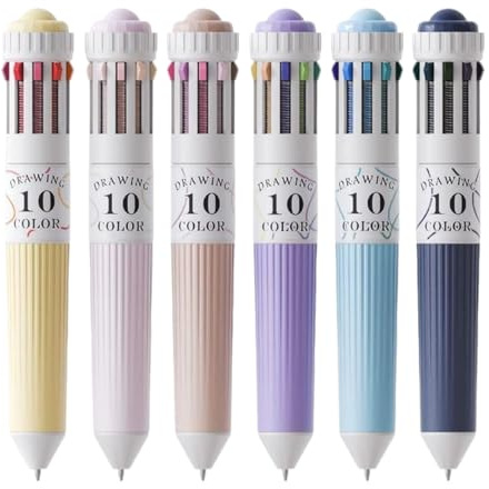 Generisch 6er-Pack Kugelschreiber - 13cm Mehrfarbiger Kugelschreiber | 10-in-1 Farbstifte, 60 Farben, einziehbar mit 360° -Design, stapelbar, ABS, ideal für Schule, Büro, Studenten & Kinder