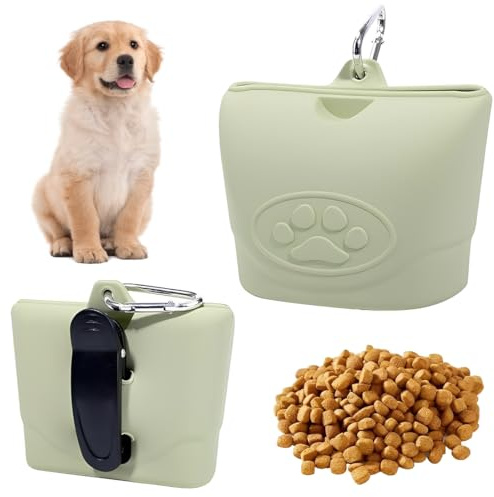Porta Premietti per Cani, Custodia in Silicone per crocchette per Cani, Contenitore Portatile per l'addestramento Comoda Chiusura con Fibbia Magnetica e Clip in Vita