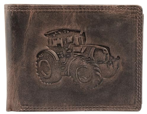 Akzent Geldbörse für Herren aus Leder in Braun, Geldbeutel mit Druckknopf in 9,5 x 12 x 2 cm